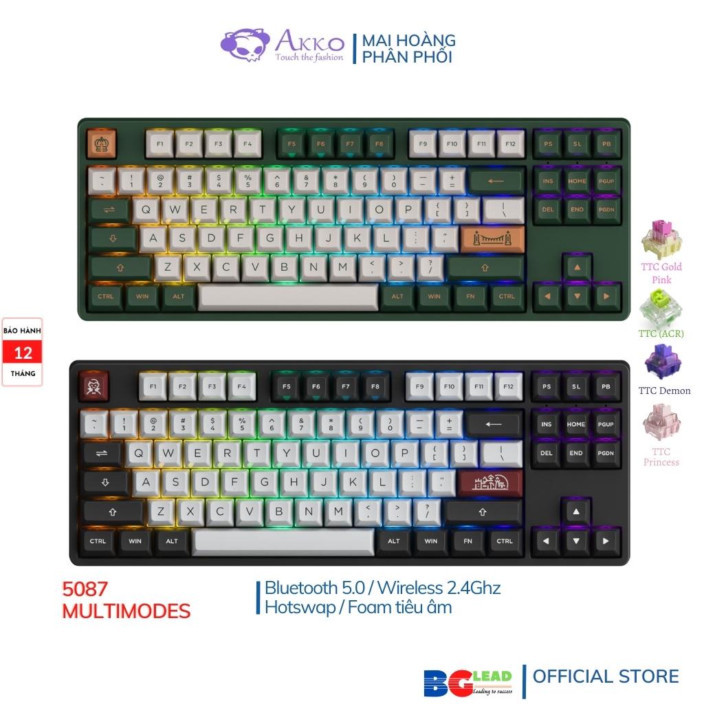 Bàn phím cơ không dây AKKO 5087B MULTI MODES (Bluetooth 5.0| Wireless 2.4Ghz| Hotswap| Foam tiêu)