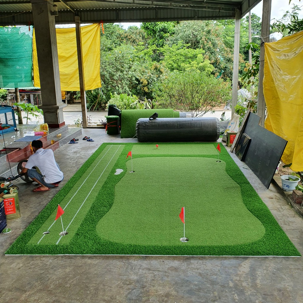 Bộ Thảm tập Putting+Swing Golf [3m x 5m] - 15m2: Thiết kế theo yêu cầu, Kèm đĩa tạo dốc. Cao cấp, Bền bỉ, Đàn hồi tốt.