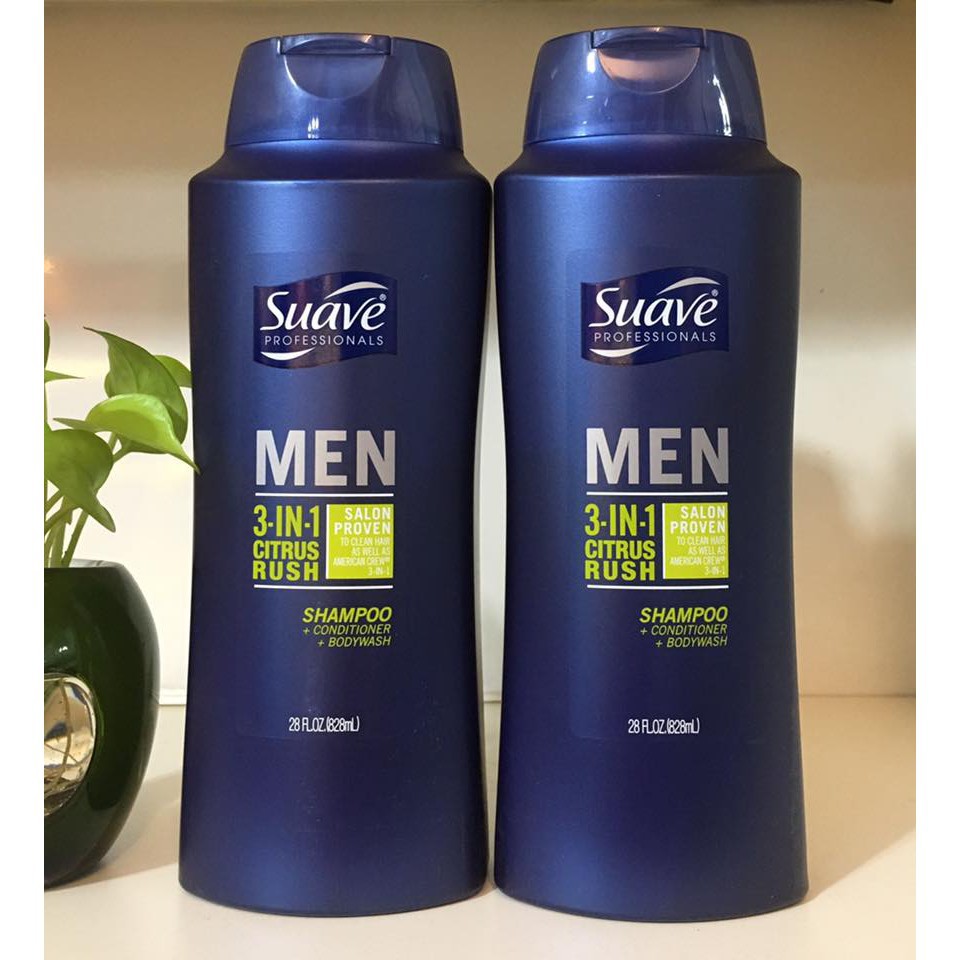 Dầu gội tắm xả 3 trong 1 cho nam Suave Professionals Men 3-in-1 Citrus Rush 828ml (Mỹ)