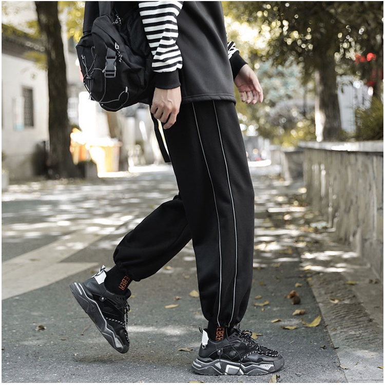 Quần Thun Đen 2line ống rộng Nam Nữ Track Pant Kẻ Sọc - Quần ullzang - Trouser line  Tom Store unisex