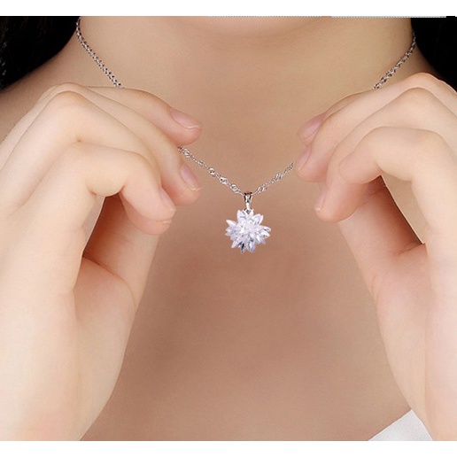Dây Chuyền Bạc 925 Mặt Hình Hoa / Trái Tim Đính Đá Pha Lê / Kim Cương Giả 15 Kiểu Dáng Thời Trang Cho Nữ