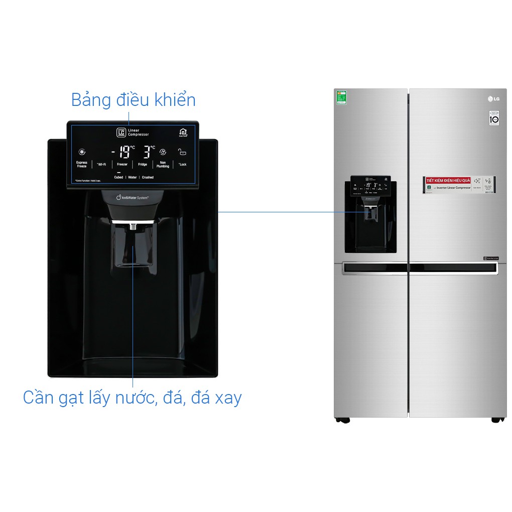 [Mã ELMS5TR giảm 5% đơn 5TR] D247JDS - Tủ lạnh LG Inverter 601 lít GR-D247JDS