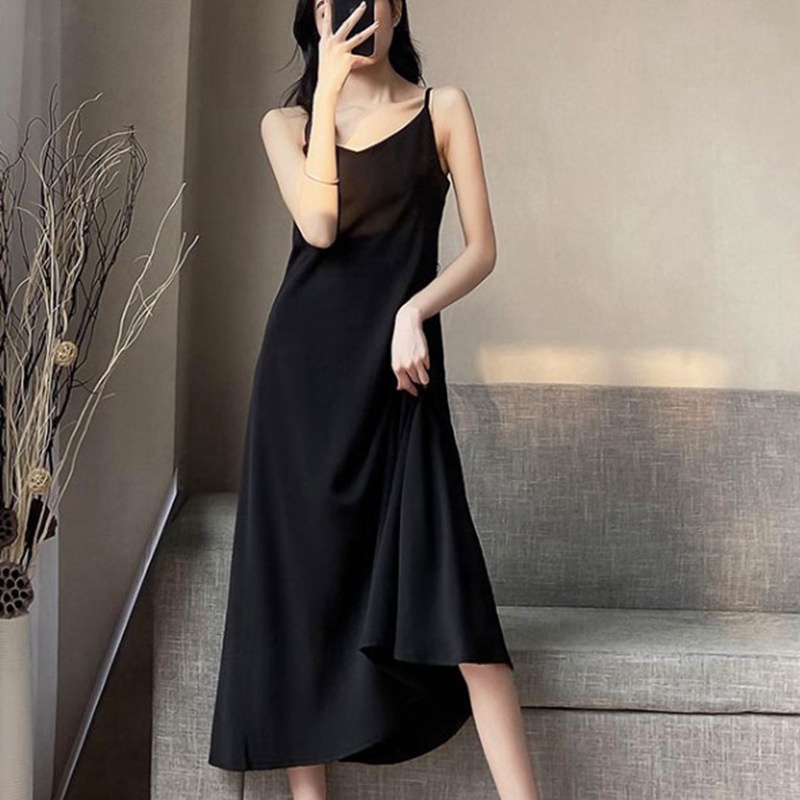 Váy lụa 2 dây suông ulzzang dáng dài maxi đi biển chất lụa cao cấp dày dặn,siêu đẹp