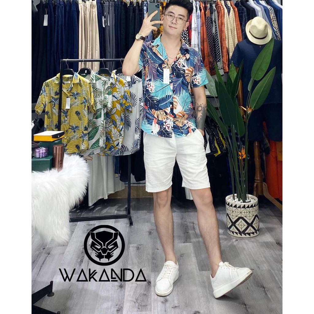 [FREESHIP] Áo đũi sơ mi, Áo nhóm đi biển có cổ họa tiết hoa lá Wakanda | BigBuy360 - bigbuy360.vn