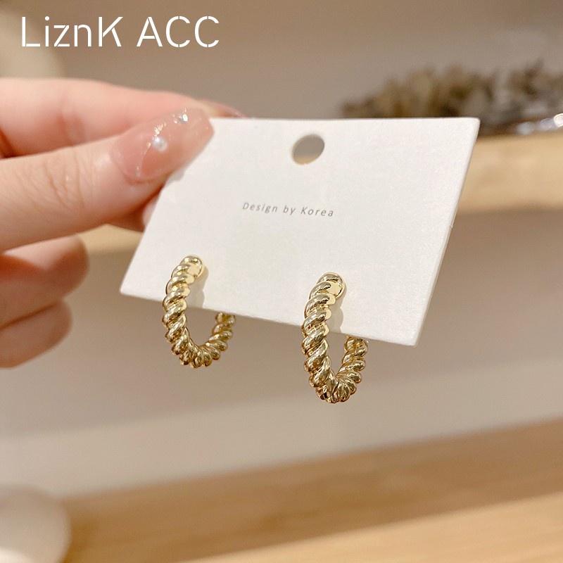 Bông Tai Mạ Bạc 925 Hình Chữ c Phong Cách Hàn Quốc 2021 Sang Trọng Cho Nữ