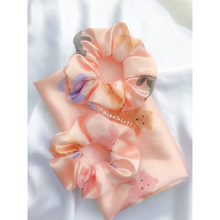 Dây buộc tóc Scrunchies gấu lụa xinh yêu