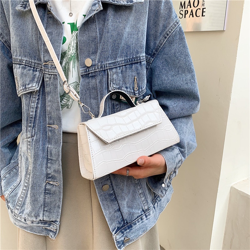 IELGY Túi Đeo Chéo Dáng Vuông Nhỏ Vân Da Cá Sấu Đơn Giản Thời Trang Cho Nữ