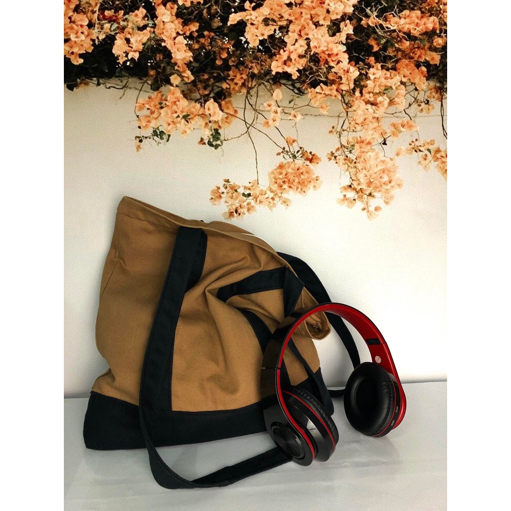 Túi tote canvas Brown Sugar,Túi tote vải canvas nữ đựng vừa laptop cỡ lớn Phong Cách Việt Nam