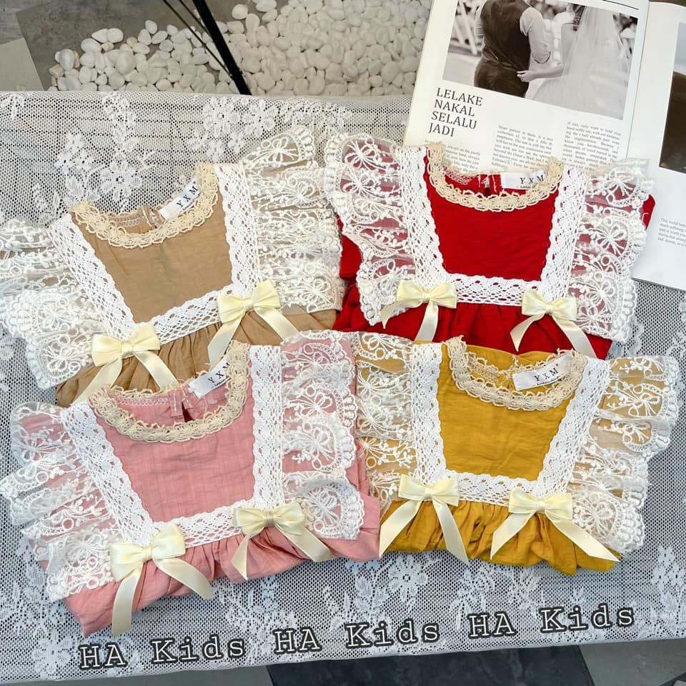 (7/27kg)Đồ Bộ Tiểu Thư phối bèo Cho Bé Gái