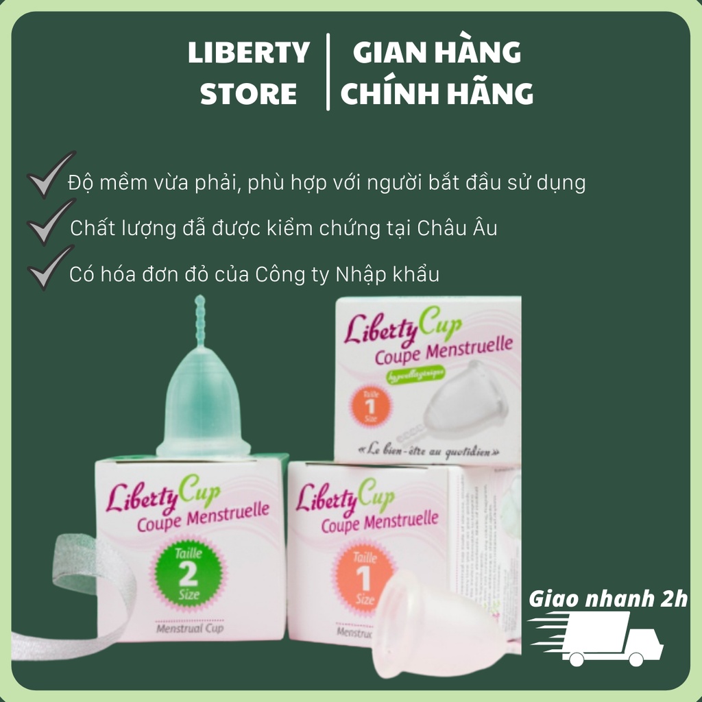 Cốc nguyệt san Liberty Cup nhập khẩu chính hãng, 100% silicon y tế, độ mềm lý tưởng, tiêu chuẩn Châu Âu