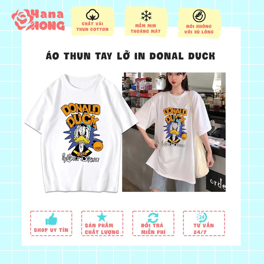 Áo Thun Tay Lỡ Unisex Form Rộng In  Donal Duck ATIN87_ HANA HONG STORE