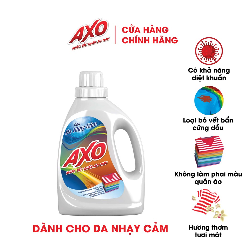 Nước Tẩy Quần Áo Màu AXO Hương Thanh Khiết (Cho Da Nhạy Cảm) Chai 800ML