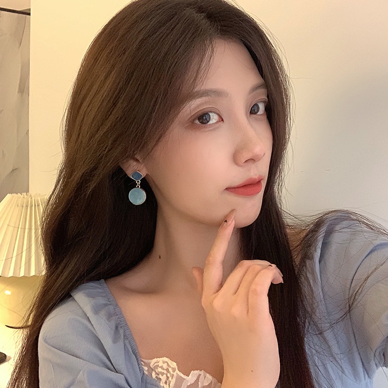 ✨Miss Jolie ✨Hàng Có Sẵn Bông Tai Hình Học Dạng Kẹp Không Xỏ Lỗ Bất Đối Xứng Đơn Giản Màu Sắc Tương Phản Phong Cách Retro