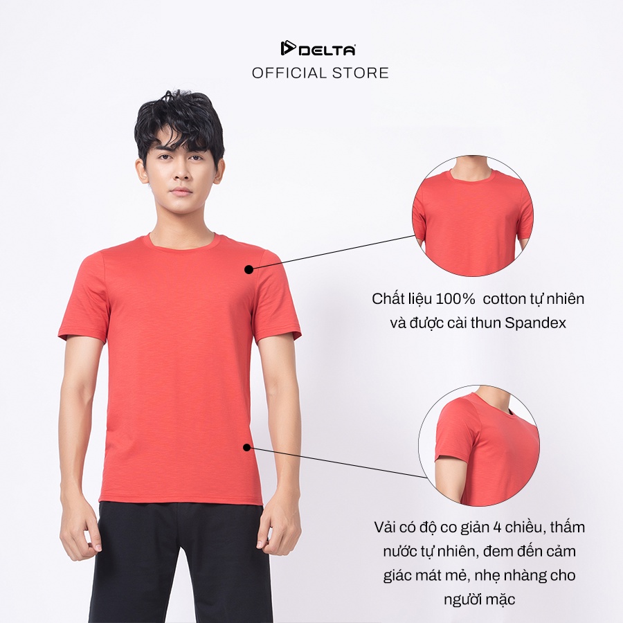 Áo thun tay ngắn nam DELTA RTS019M phom dáng cơ bản, cổ tròn và thun trơn đơn giản
