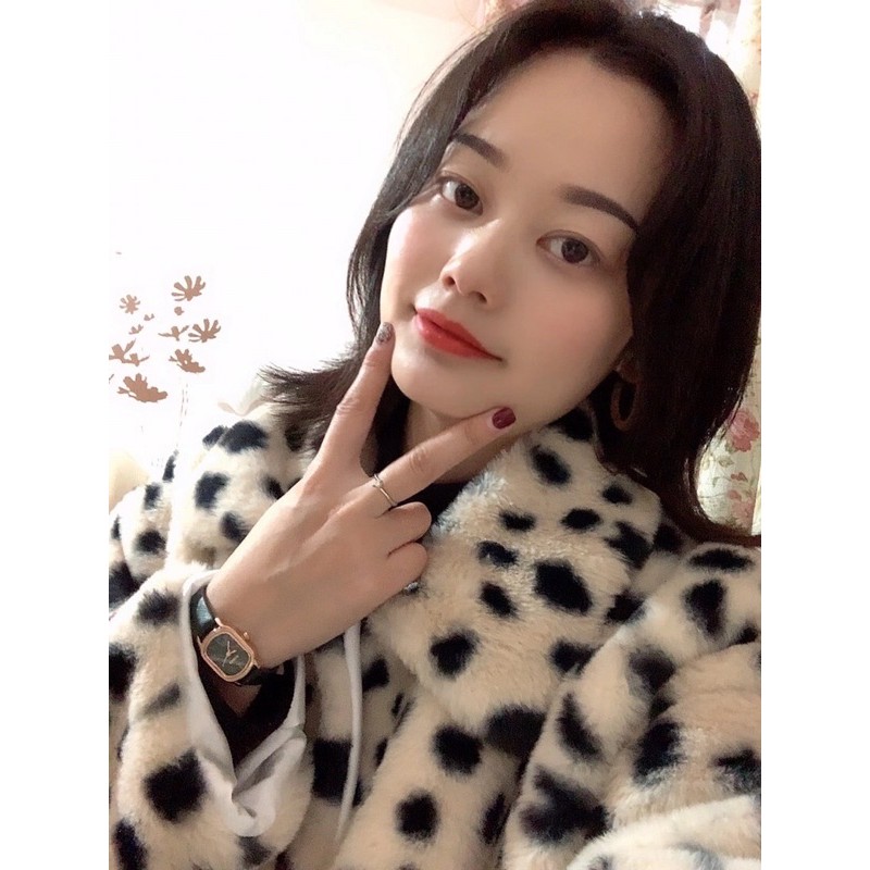 Áo khoác lông giả báo