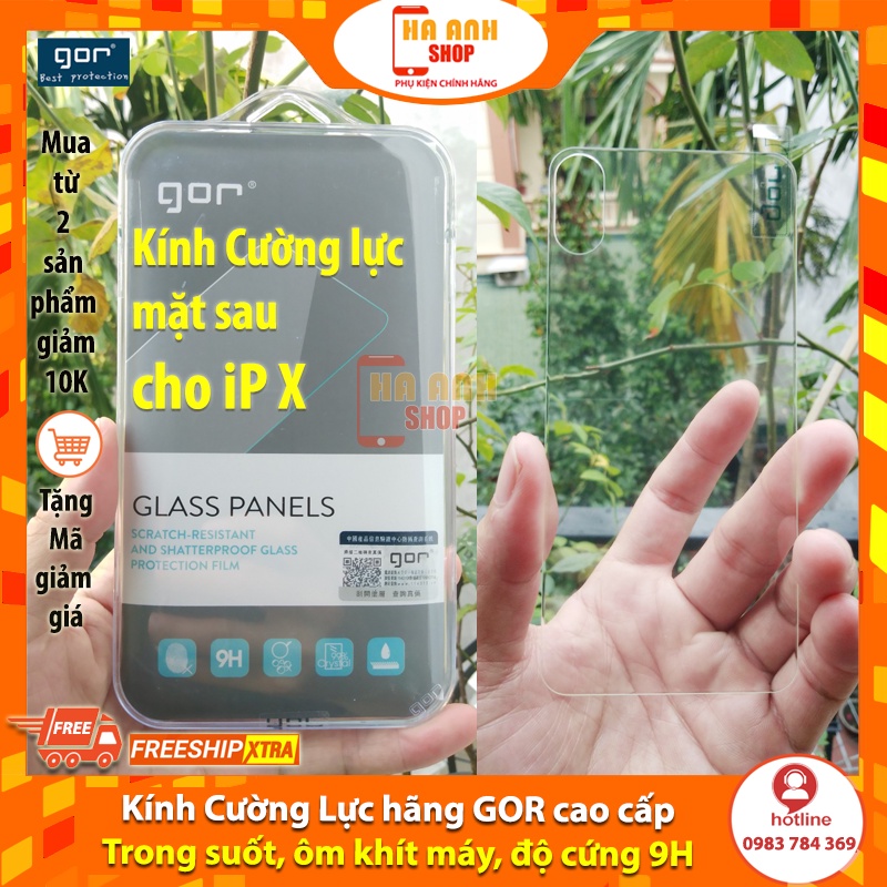 Kính Cường Lực Mặt Lưng IPhone X hiệu Gor 9H(bộ 2 miếng)