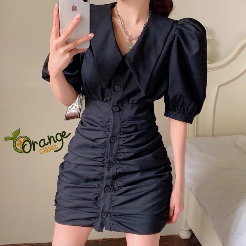Đầm body cổ sơ mi nút bọc cao cấp . chất liệu xô đũi lụa loại 1 . Váy dự tiệc ôm sexy cho nữ sang chảnh ( OR23303 )
