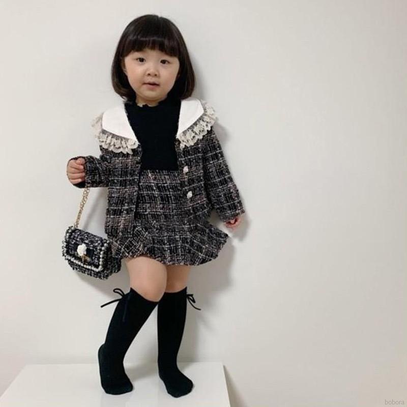 Vớ cotton đính nơ xinh xắn màu sắc đơn giản cho bé gái 1-8 tuổi
