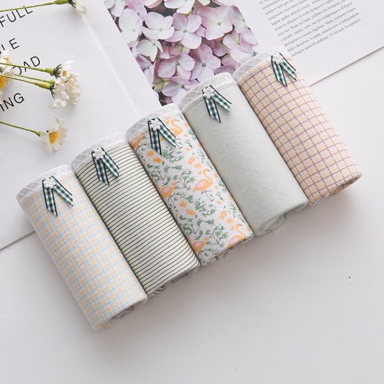 [CHE TÊN 100%] Set 5 Chiếc Quần Lót Nữ Cute Quần Chíp Hạc Xanh Chất Cotton Quảng Châu Cao Cấp Sexy Xịn Đẹp Lamodu Shop | BigBuy360 - bigbuy360.vn