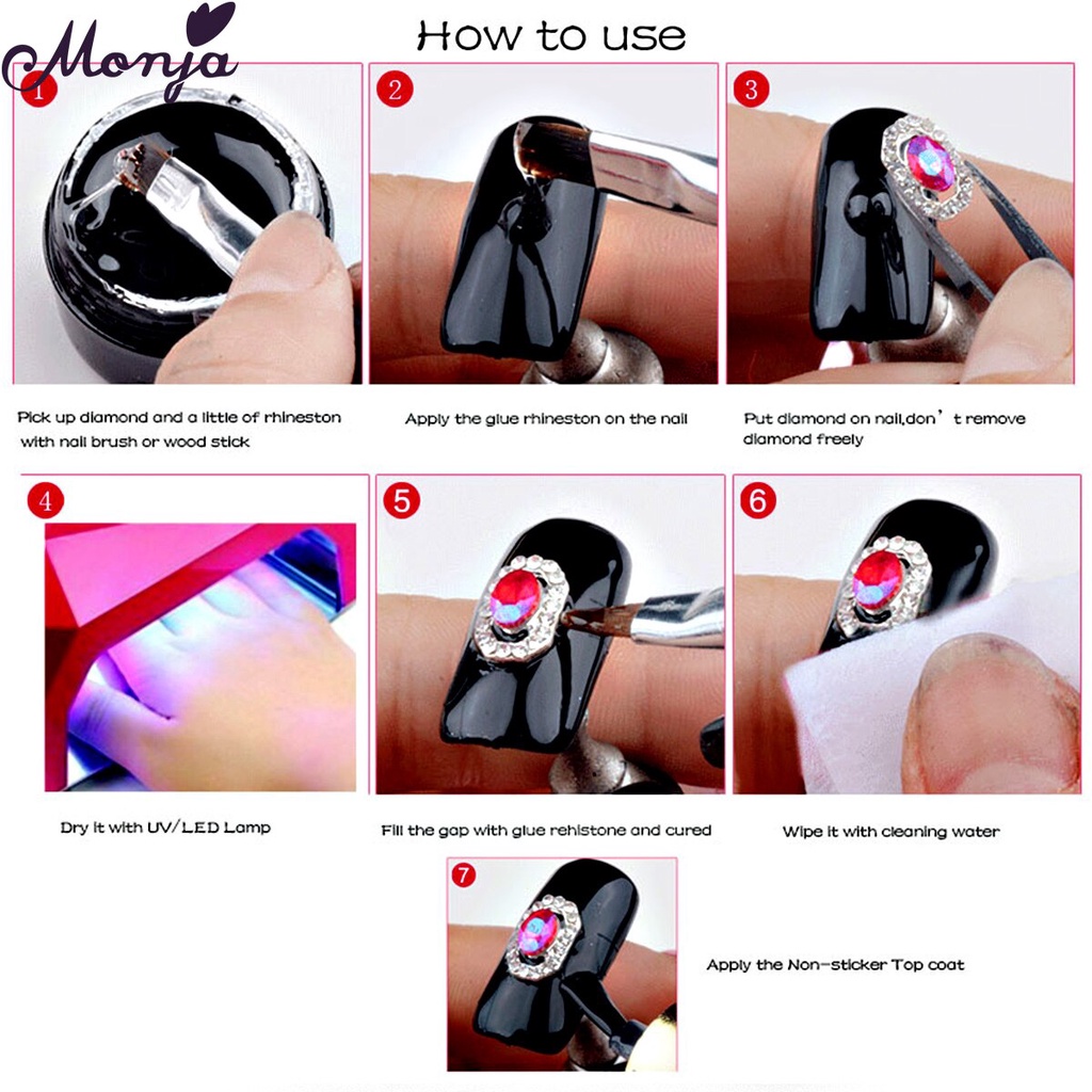 MONJA Hộp keo dán phụ kiện đá đính trang trí móng 15ml