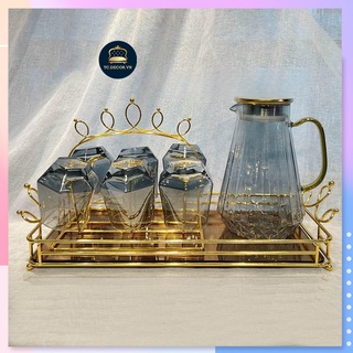 Set 6 cốc + bình hổ phách lục giác 🌸 sang trọng tinh tế 🌸