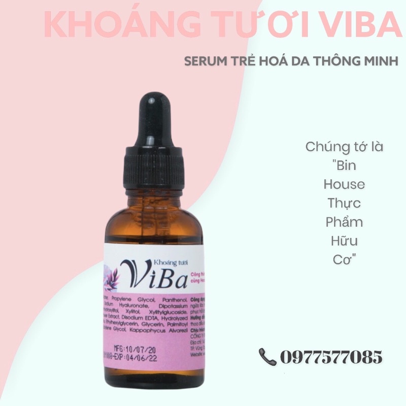 Serum/tinh chất dưỡng da trẻ hóa 5ml Khoáng Tươi ViBa dưỡng ẩm, sáng da, chống lão hóa, tăng đàn hồi, giảm nhăn