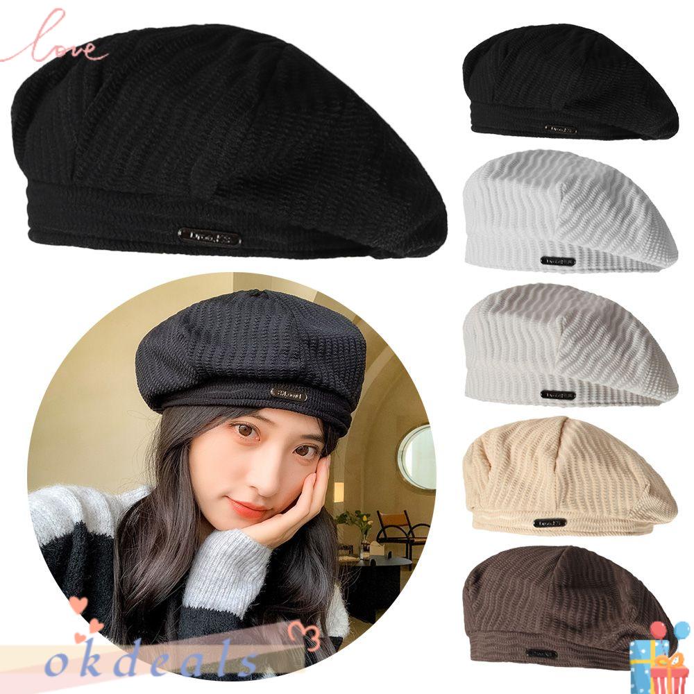 Okdeals Mũ Nồi Beret Thoáng Khí Màu Trơn Cho Nữ