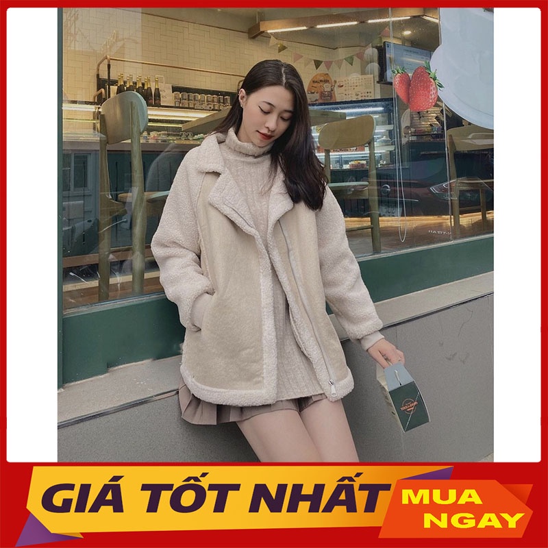 Áo Khoác Biker Da Lộn Phối Lông Hàng Quảng Châu M531