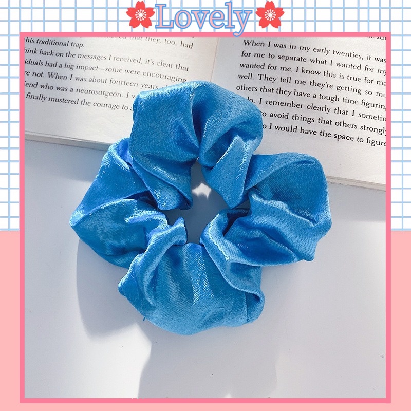 Dây Buộc Tóc Scrunchies Vải Satin In Họa Tiết Hoa Dễ Thương Phong Cách Thời Trang Hàn Quốc Cho Nữ