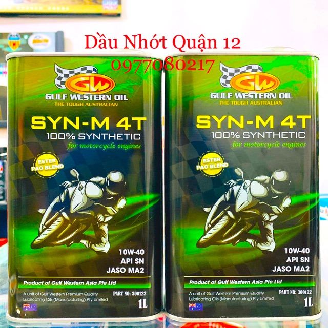 Nhớt Cao Cấp Xe Số Tay Côn - Gulf Western Oil SYN-M 4T PAO + Ester 10W-40 Dòng Racing Thương Hiệu Lớn Của Australia