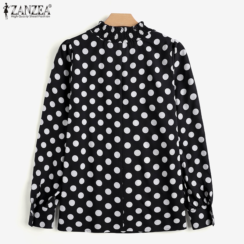 Áo sơ mi Zanzea chấm bi cổ đứng tay dài thời trang cho nữ