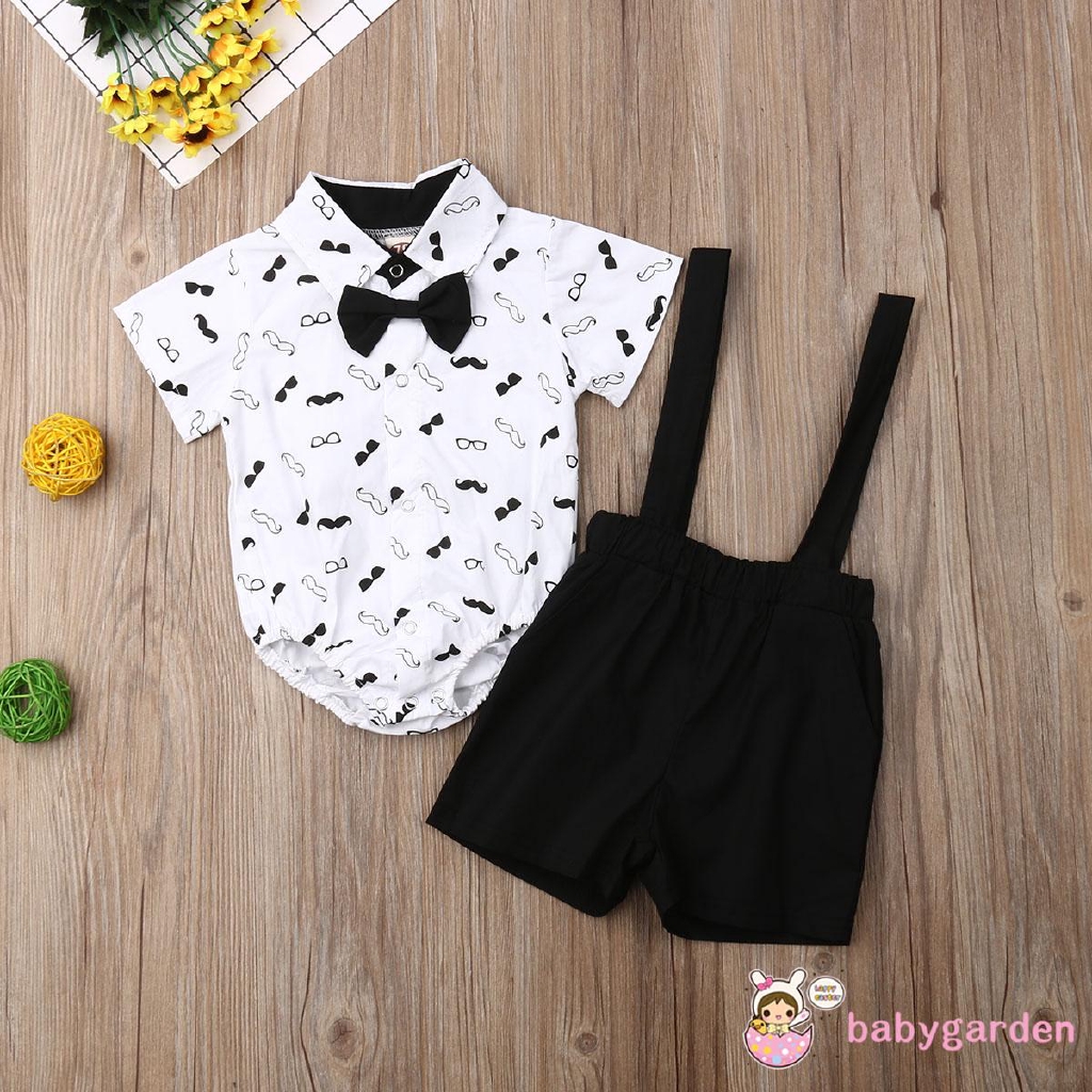 Set áo thun ngắn tay cổ tròn và quần yếm đáng yêu cho bé