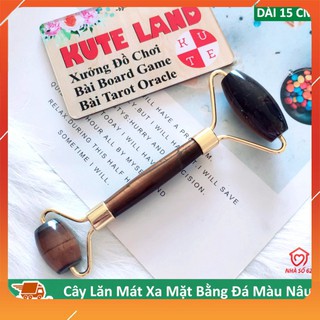 Cây lăn mặt massage bằng đá màu nâu