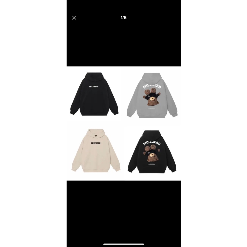 Áo hoodie gấu gấu ngược Áo hoodie nam nữ nỉ cotton form đại tay bồng