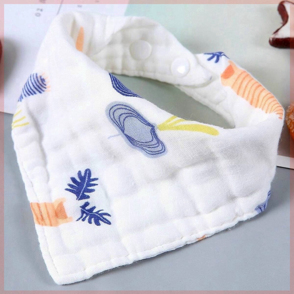Yếm tam giác cho bé vải xô 6 lớp mềm mại có cúc bấm siêu thấm hút LILIKIDS PK03