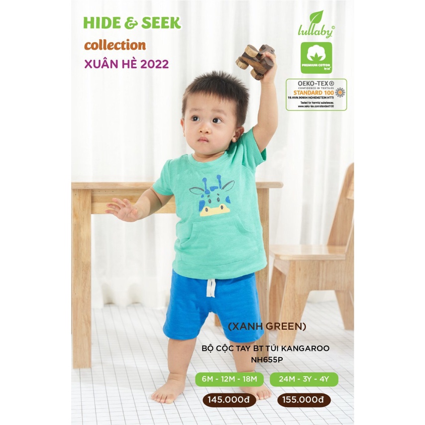 Bộ cộc tay cài vai/cánh tiên cotton cao cấp họa tiết động vật cho trẻ em Lullaby