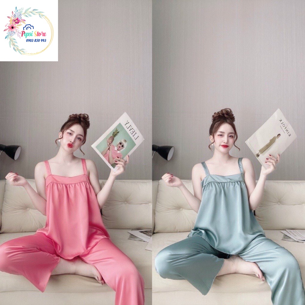 Đồ ngủ sexy nữ 🍂 Đồ ngủ chất phi lụa 2 dây chất lụa mịn quyến rũ 🍂 freesize < 60 kg