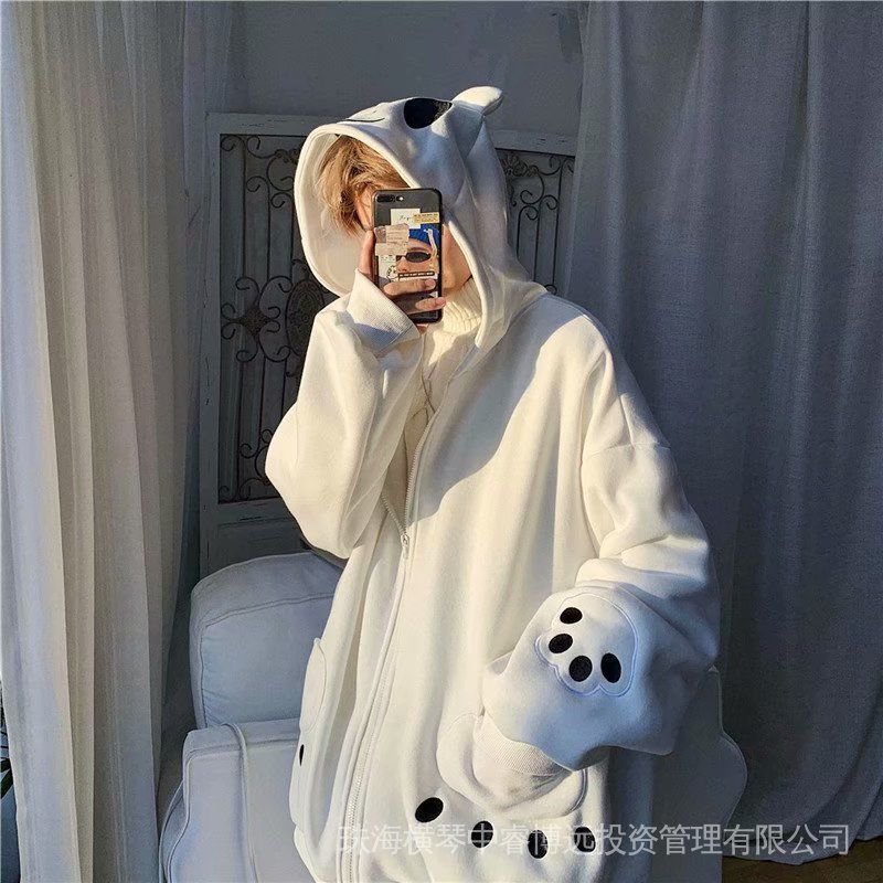 Áo Nỉ Nỉ Mỏng Dáng Rộng In Hình Gấu Trúc Dễ Thương Phong Cách Hàn Quốc Thời Trang Mùa Thu Cho Cặp Đôi