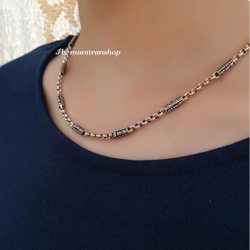 Dây Chuyền Bạc Thái Lục Tự Chân Ngôn Om mani padme hum