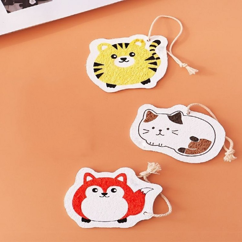 Miếng bọt biển bằng bột gỗ nến thiết kế hình động vật dễ thương dùng để rửa chén tiện dụng