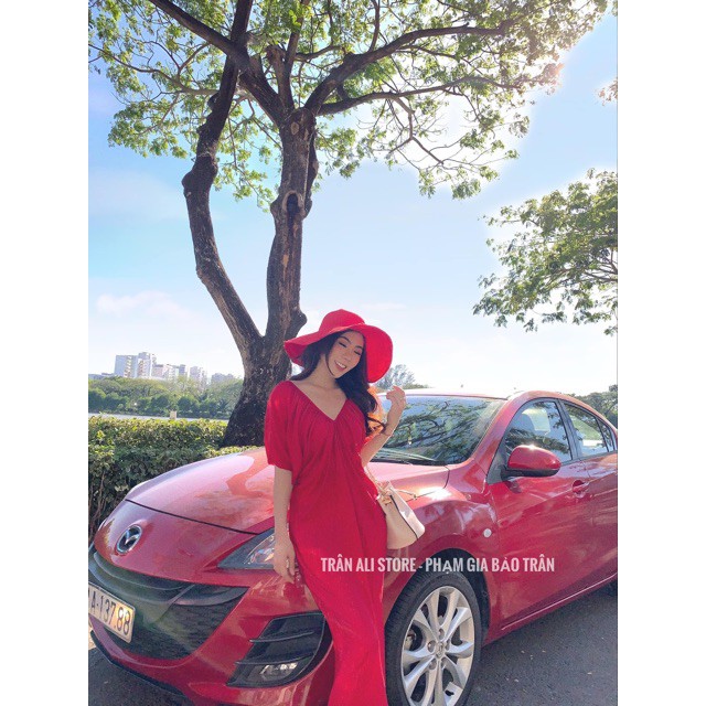 Đầm ép ly cổ tim nhún sang chảnh dấu đang chất mịn mát đi biển siêu đẹp ❤️freeship ❤️