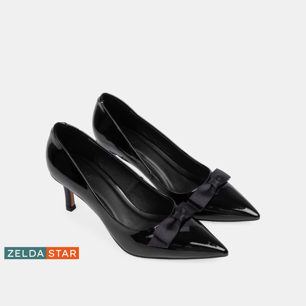 Giày bít nhọn Zelda Star phối nơ gót cao 9cm - BN0201020