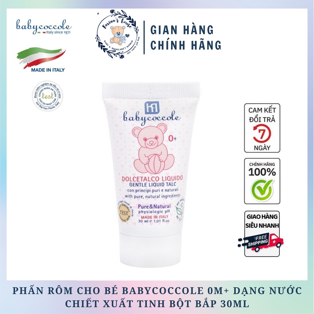 Phấn Rôm cho bé Babycoccole 0M+ dạng nước chiết xuất tinh bột bắp 30ml