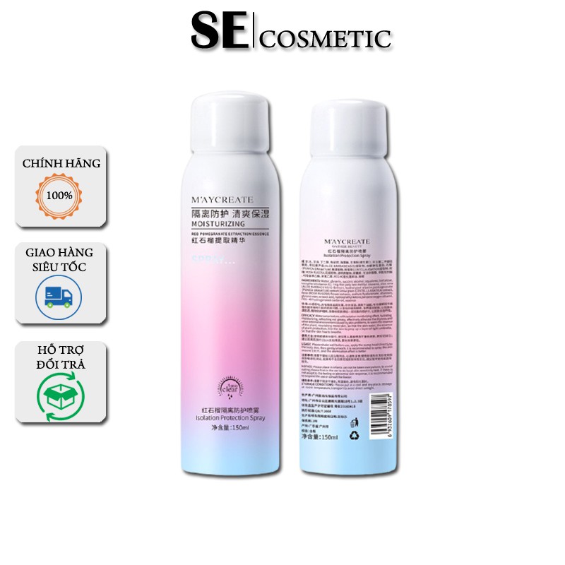 Xịt chống nắng mayCreata 150ml, trắng da, nâng tone- xit chong nang secosmetic