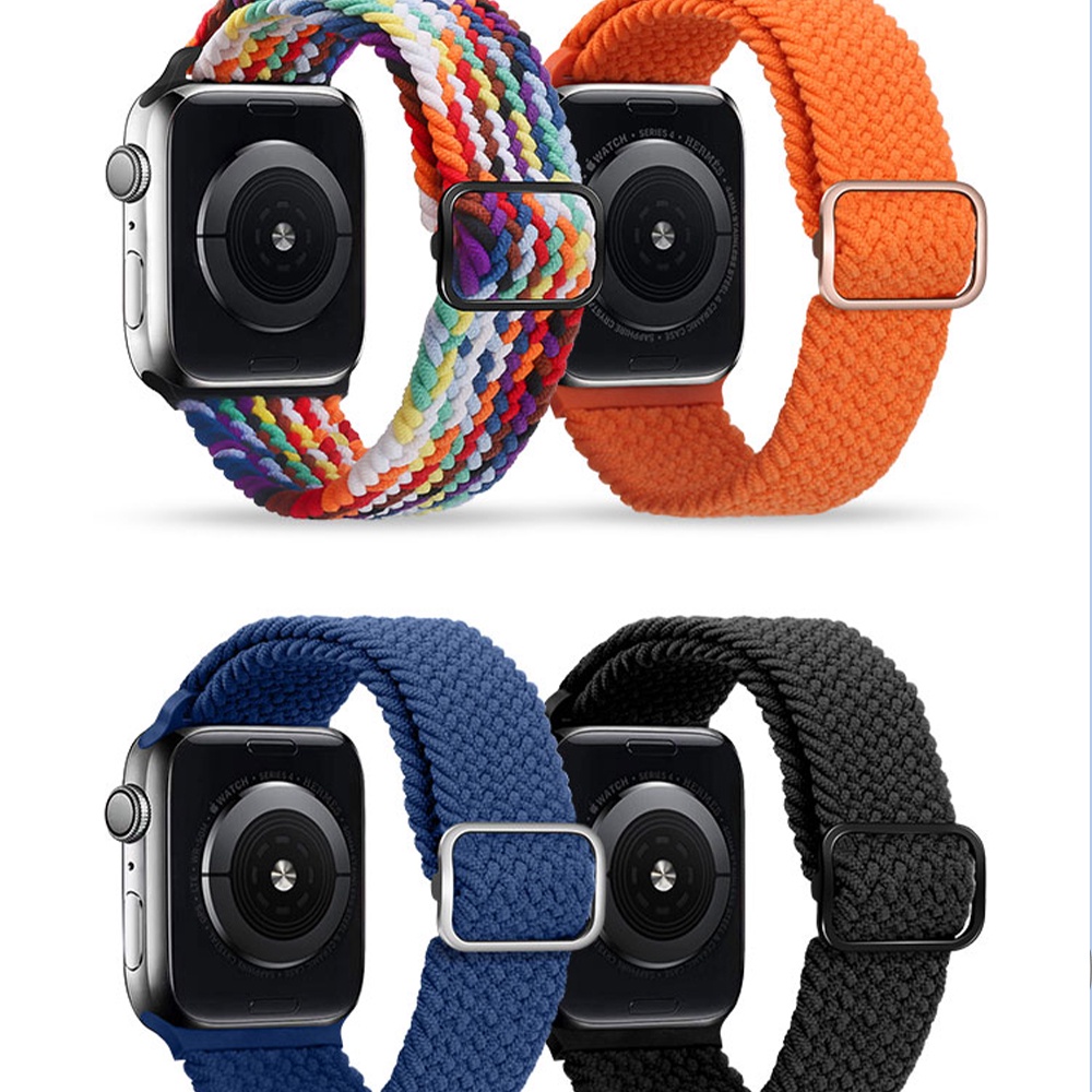 Dây Đeo Đồng Hồ Bằng Nylon Co Giãn In Họa Tiết Màu Cầu Vồng Cho iwatch7 Series 6/5/4/3/SE 41mm45mm 40mm44mm 6 5 4 SE