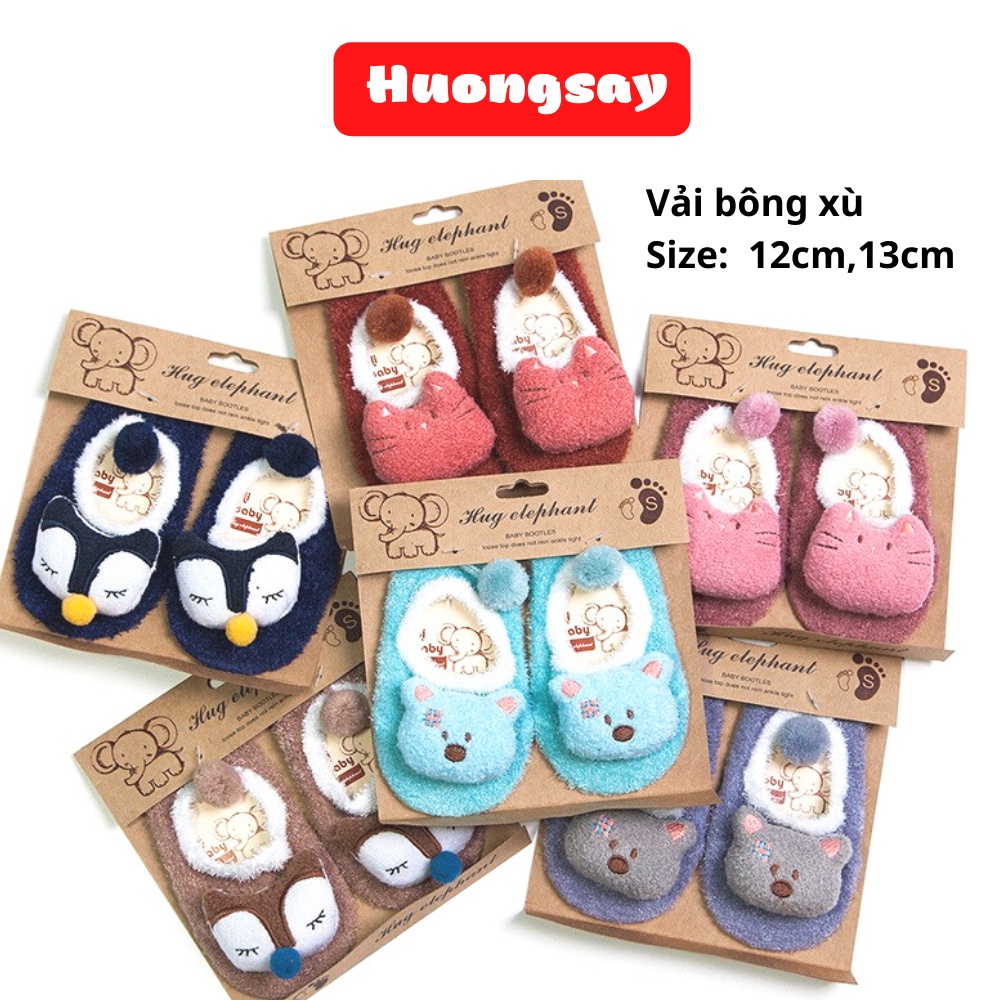 Tất vải bông xù tập đi cho bé dưới 24m