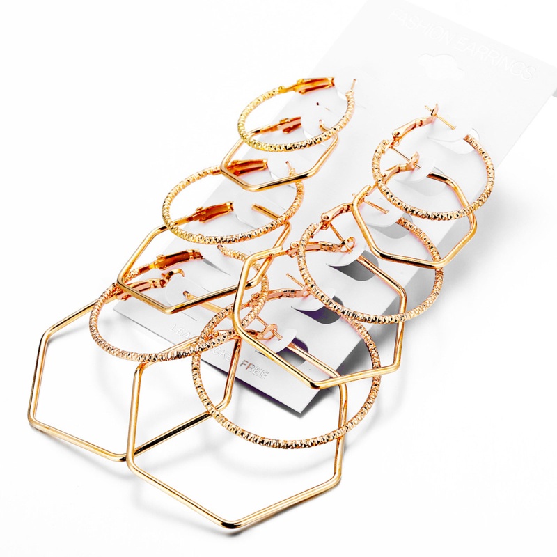 Set 6 Khuyên Tai Tròn Kiểu Dáng Thời Trang Cá Tính Dành Cho Nữ