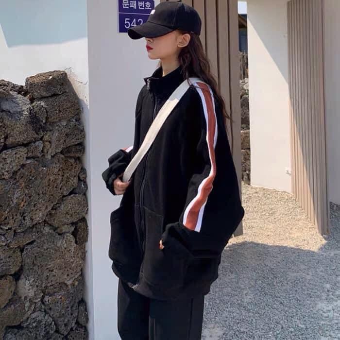 Bộ Nỉ Đen Phối Tay Phong Cách Trẻ Trung - Set Nỉ Free Size Cá Tính - Bộ Nỉ Hot Trend | BigBuy360 - bigbuy360.vn