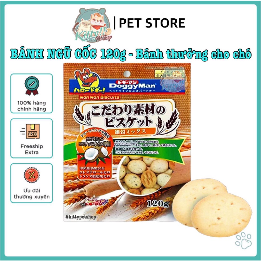 Bánh quy ngũ cốc Doggy Man 120gram - bánh thưởng ngũ cốc thơm ngon dành cho thú cưng: chó, mèo...Kitty Pet Shop BMT