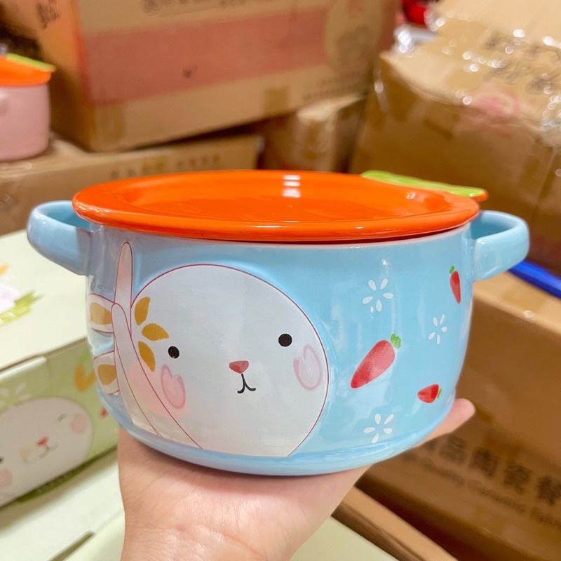 Bát ăn cơm Bát chè Đĩa sứ chén dĩa sứ dễ thương cute Decor Âu Thố thổ nắp sứ siêu nét siêu đẹp